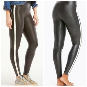SPANX Faux‎ Leather Stripe Women's Leggings.